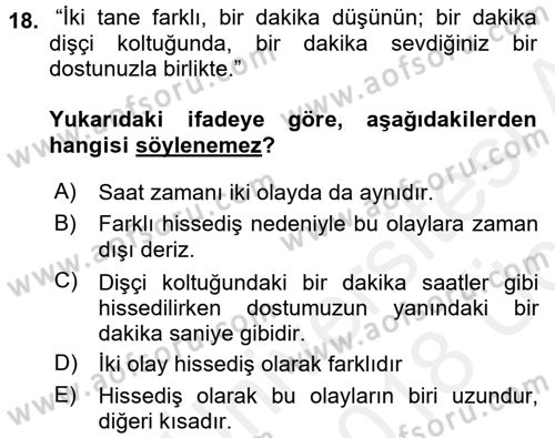 Görsel Estetik Dersi 2017 - 2018 Yılı 3 Ders Sınav Soruları 18. Soru