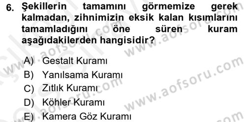 Görsel Estetik Dersi 2017 - 2018 Yılı 3 Ders Sınav Soruları 6. Soru