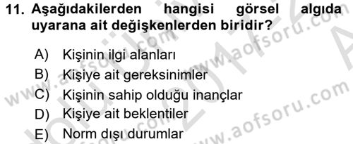 Görsel Estetik Dersi 2017 - 2018 Yılı (Vize) Ara Sınav Soruları 11. Soru