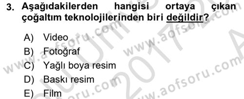 Görsel Estetik Dersi 2017 - 2018 Yılı (Vize) Ara Sınav Soruları 3. Soru