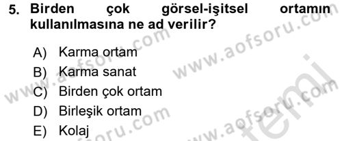 Görsel Estetik Dersi 2017 - 2018 Yılı (Vize) Ara Sınav Soruları 5. Soru