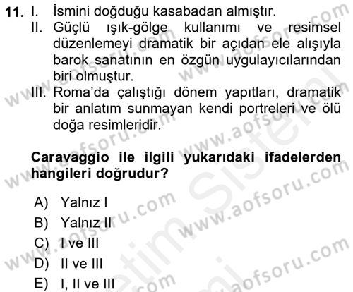 Görsel Estetik Dersi 2017 - 2018 Yılı (Final) Dönem Sonu Sınav Soruları 11. Soru