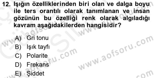 Görsel Estetik Dersi 2017 - 2018 Yılı (Final) Dönem Sonu Sınav Soruları 12. Soru