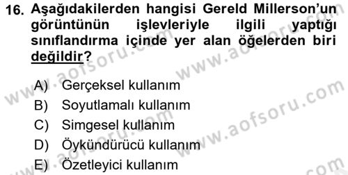Görsel Estetik Dersi 2017 - 2018 Yılı (Final) Dönem Sonu Sınav Soruları 16. Soru