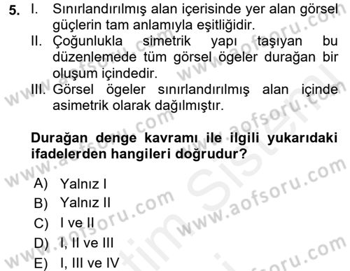 Görsel Estetik Dersi 2017 - 2018 Yılı (Final) Dönem Sonu Sınav Soruları 5. Soru