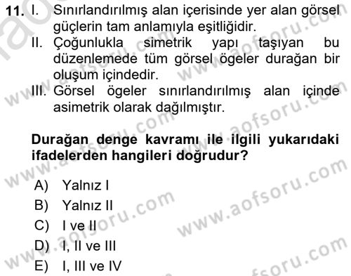 Görsel Estetik Dersi 2018 - 2019 Yılı 3 Ders Sınav Soruları 11. Soru