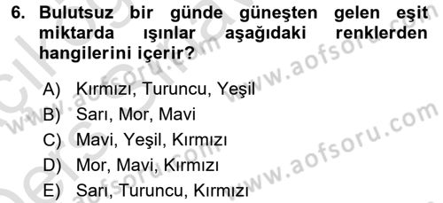 Görsel Estetik Dersi 2018 - 2019 Yılı 3 Ders Sınav Soruları 6. Soru