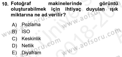 Görsel Estetik Dersi 2018 - 2019 Yılı (Vize) Ara Sınav Soruları 10. Soru