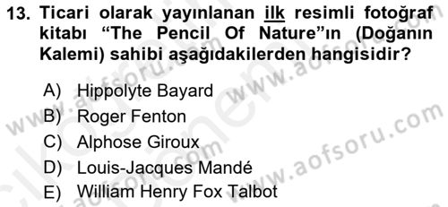 Görsel Estetik Dersi 2018 - 2019 Yılı (Vize) Ara Sınav Soruları 13. Soru