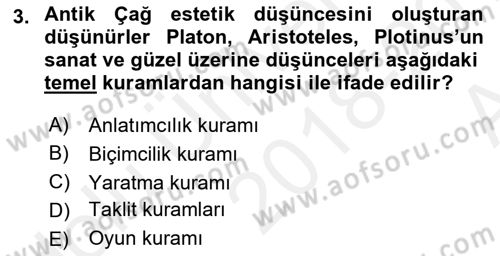 Görsel Estetik Dersi 2018 - 2019 Yılı (Vize) Ara Sınav Soruları 3. Soru