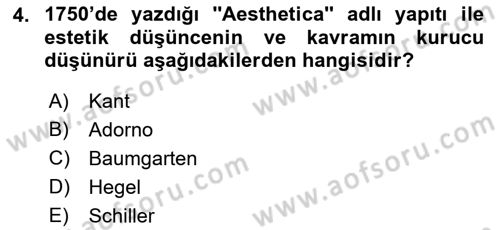 Görsel Estetik Dersi 2018 - 2019 Yılı (Vize) Ara Sınav Soruları 4. Soru