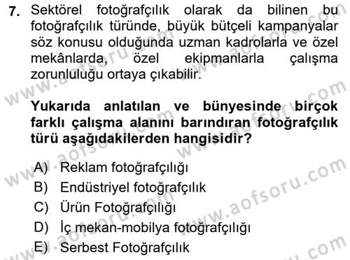 Görsel Estetik Dersi 2018 - 2019 Yılı (Vize) Ara Sınav Soruları 7. Soru