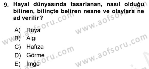 Görsel Estetik Dersi 2018 - 2019 Yılı (Vize) Ara Sınav Soruları 9. Soru