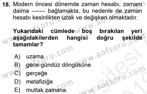 Görsel Estetik Dersi 2018 - 2019 Yılı (Final) Dönem Sonu Sınav Soruları 18. Soru