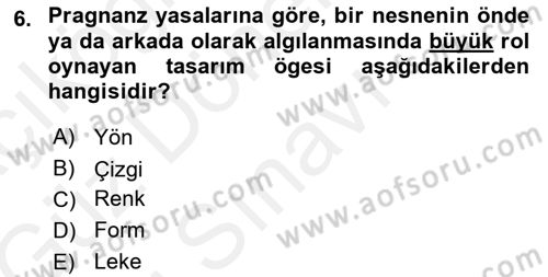Görsel Estetik Dersi 2018 - 2019 Yılı (Final) Dönem Sonu Sınav Soruları 6. Soru