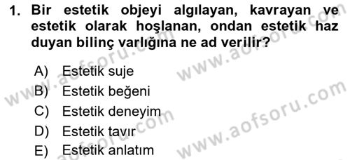 Görsel Estetik Dersi 2018 - 2019 Yılı Yaz Okulu Sınav Soruları 1. Soru