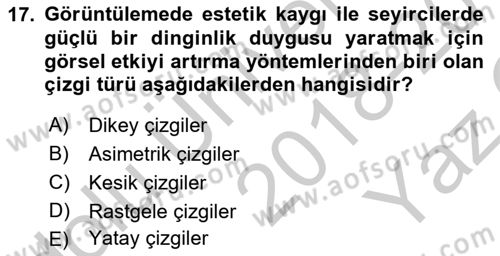 Görsel Estetik Dersi 2018 - 2019 Yılı Yaz Okulu Sınav Soruları 17. Soru
