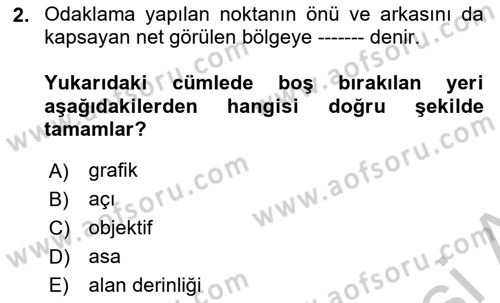 Görsel Estetik Dersi 2018 - 2019 Yılı Yaz Okulu Sınav Soruları 2. Soru