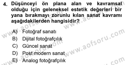 Görsel Estetik Dersi 2018 - 2019 Yılı Yaz Okulu Sınav Soruları 4. Soru