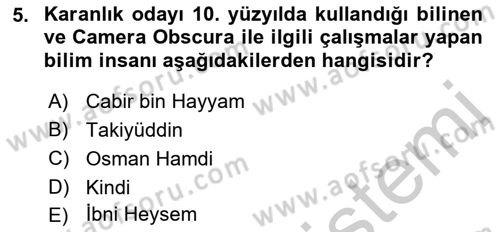 Görsel Estetik Dersi 2018 - 2019 Yılı Yaz Okulu Sınav Soruları 5. Soru