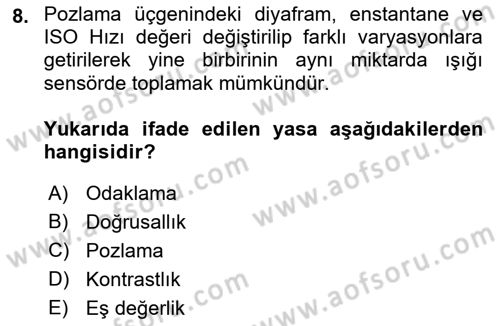 Görsel Estetik Dersi 2018 - 2019 Yılı Yaz Okulu Sınav Soruları 8. Soru