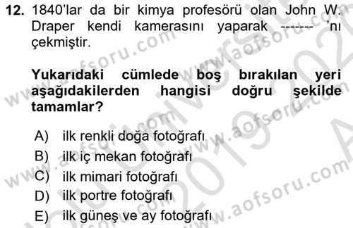 Görsel Estetik Dersi 2019 - 2020 Yılı (Vize) Ara Sınav Soruları 12. Soru