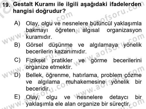 Görsel Estetik Dersi 2019 - 2020 Yılı (Vize) Ara Sınav Soruları 19. Soru