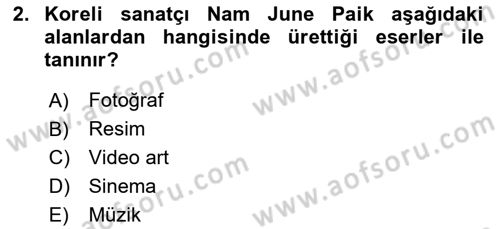 Görsel Estetik Dersi 2019 - 2020 Yılı (Vize) Ara Sınav Soruları 2. Soru