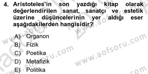 Görsel Estetik Dersi 2019 - 2020 Yılı (Vize) Ara Sınav Soruları 4. Soru