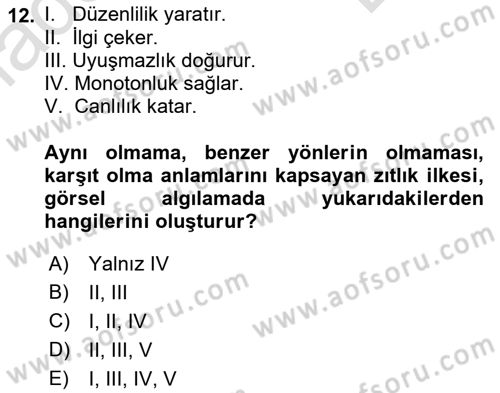 Görsel Estetik Dersi 2019 - 2020 Yılı (Final) Dönem Sonu Sınav Soruları 12. Soru