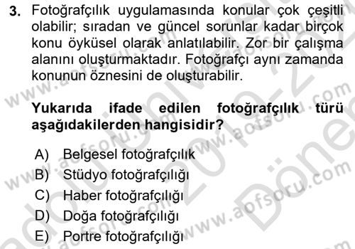 Görsel Estetik Dersi 2019 - 2020 Yılı (Final) Dönem Sonu Sınav Soruları 3. Soru