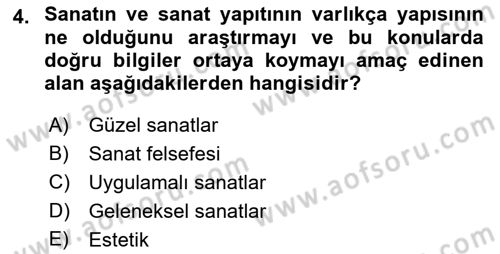 Görsel Estetik Dersi 2019 - 2020 Yılı (Final) Dönem Sonu Sınav Soruları 4. Soru