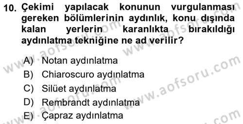 Görsel Estetik Dersi 2020 - 2021 Yılı Yaz Okulu Sınavı 10. Soru