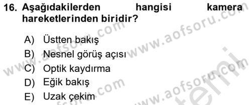 Görsel Estetik Dersi 2020 - 2021 Yılı Yaz Okulu Sınav Soruları 16. Soru