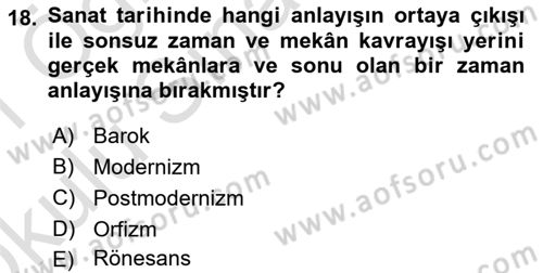 Görsel Estetik Dersi 2020 - 2021 Yılı Yaz Okulu Sınav Soruları 18. Soru