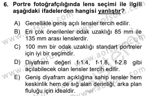 Görsel Estetik Dersi 2020 - 2021 Yılı Yaz Okulu Sınav Soruları 6. Soru