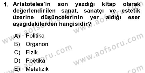 Görsel Estetik Dersi 2021 - 2022 Yılı (Vize) Ara Sınav Soruları 1. Soru