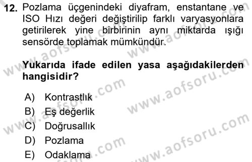 Görsel Estetik Dersi 2021 - 2022 Yılı (Vize) Ara Sınav Soruları 12. Soru