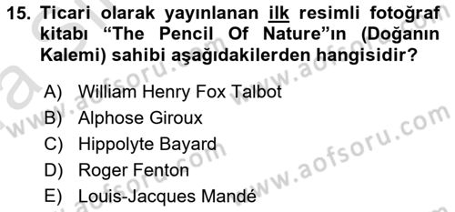 Görsel Estetik Dersi 2021 - 2022 Yılı (Vize) Ara Sınav Soruları 15. Soru