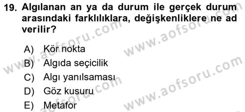 Görsel Estetik Dersi 2021 - 2022 Yılı (Vize) Ara Sınav Soruları 19. Soru