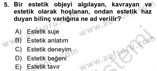 Görsel Estetik Dersi 2021 - 2022 Yılı (Vize) Ara Sınav Soruları 5. Soru
