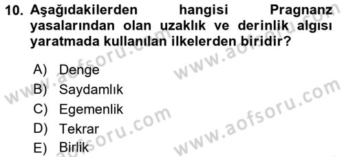 Görsel Estetik Dersi 2021 - 2022 Yılı (Final) Dönem Sonu Sınav Soruları 10. Soru