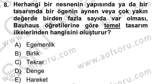 Görsel Estetik Dersi 2021 - 2022 Yılı (Final) Dönem Sonu Sınav Soruları 8. Soru