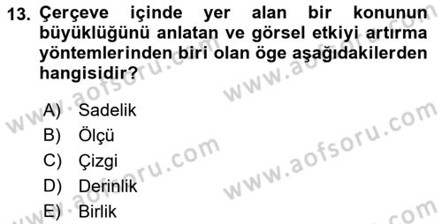 Görsel Estetik Dersi 2021 - 2022 Yılı Yaz Okulu Sınav Soruları 13. Soru
