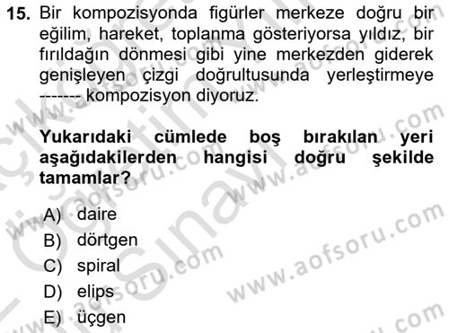 Görsel Estetik Dersi 2021 - 2022 Yılı Yaz Okulu Sınav Soruları 15. Soru