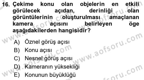 Görsel Estetik Dersi 2021 - 2022 Yılı Yaz Okulu Sınav Soruları 16. Soru