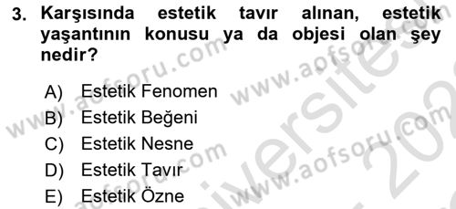 Görsel Estetik Dersi 2021 - 2022 Yılı Yaz Okulu Sınav Soruları 3. Soru