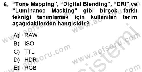 Görsel Estetik Dersi 2021 - 2022 Yılı Yaz Okulu Sınav Soruları 6. Soru