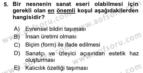 Görsel Estetik Dersi 2022 - 2023 Yılı (Vize) Ara Sınav Soruları 5. Soru