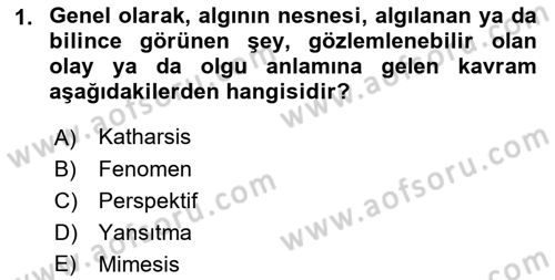 Görsel Estetik Dersi 2022 - 2023 Yılı (Final) Dönem Sonu Sınav Soruları 1. Soru